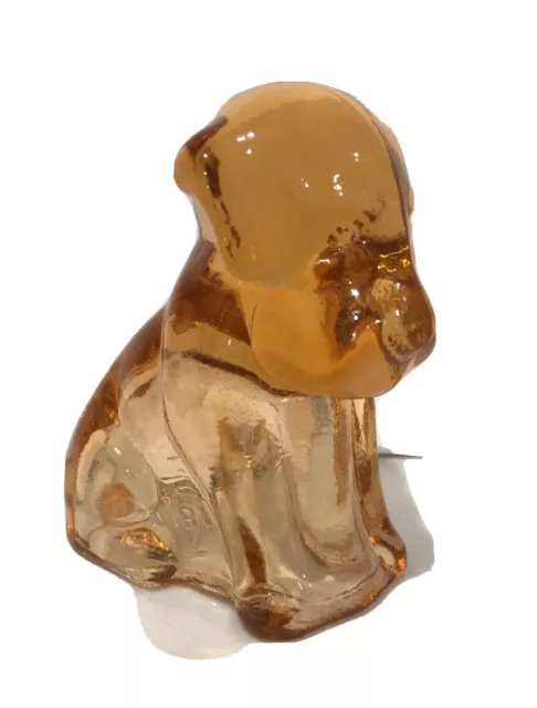 Boyd Crystal Art Glass’s Dog Figurine Pooche # 175 In Coral, UV Reactive