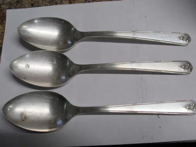 Three Oneida Community Par Plate Silverplate Tablespoons Linda 1949