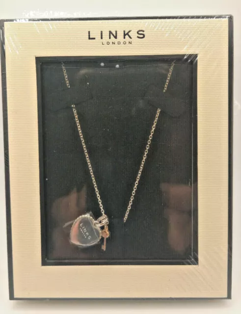 Links of London Necklace S925 Silver Chain with Pendant Heart & Rose Gold Key