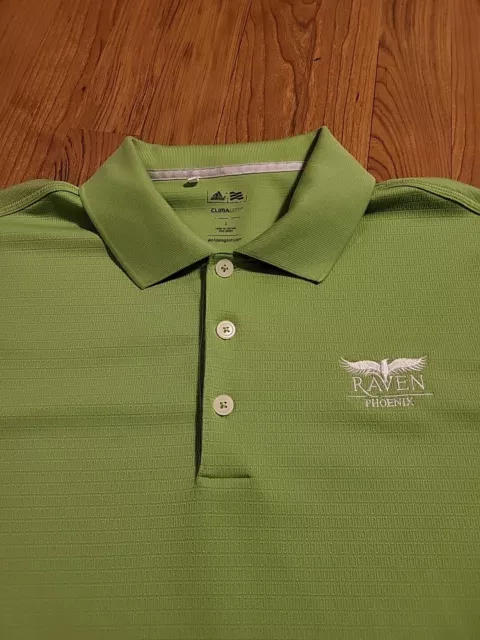 Adidas Golf Climalite Lg SS Green Polo Shirt EUC Raven G.C.