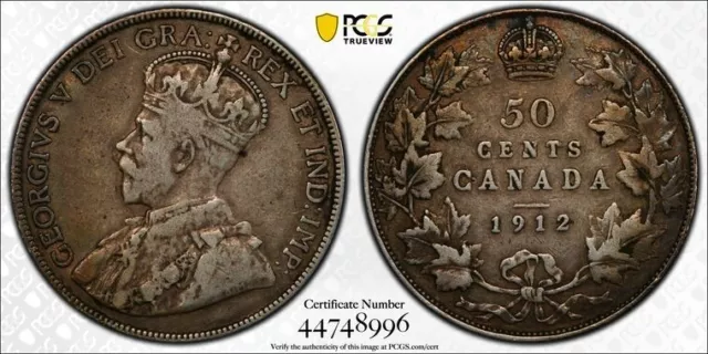 1912 Canada Silver George V 50C Half Dollar PCGS VF 30