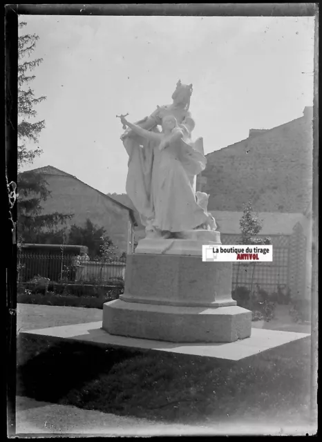 Domrémy-la-Pucelle Jeanne d'Arc, Plaque verre photo, négatif noir & blanc 6x9 cm