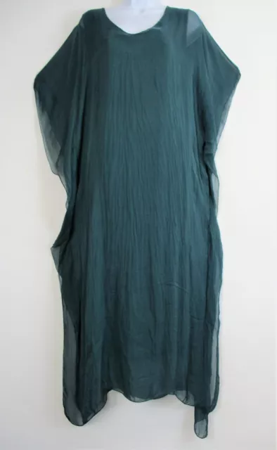 Ladies Lagenlook 100% Silk Kaftan Style Lined Summer Dress OneSize: Regular