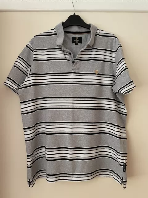 Guinness Grey / White & Black Striped Polo Shirt Men's Size Large L - Official