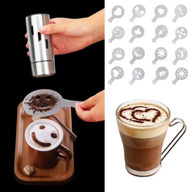 16 Stück Latte Art Schablonen Vorlagen Cappuccino Kaffee Schaum Kuchen Decor WOW