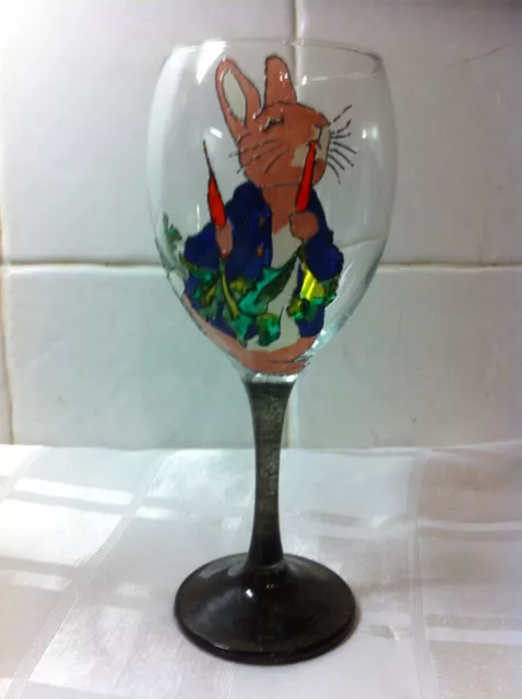 Handbemalt Beatrix Potter Peter Kaninchen Figur großes waschbares Weinglas