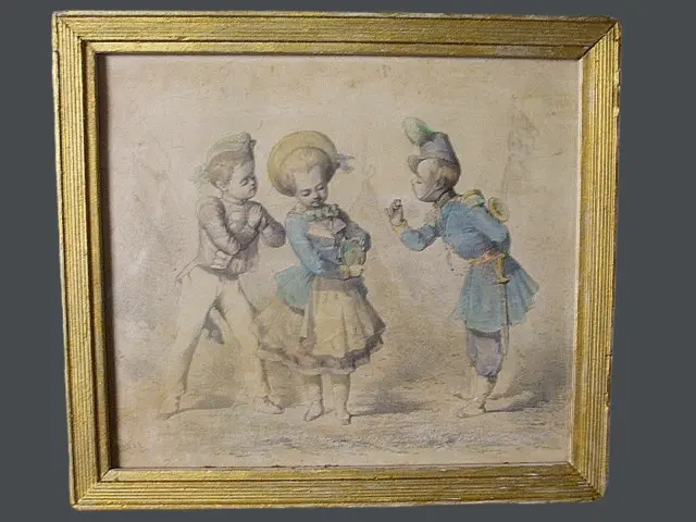 EDOUARD LIEVRE 1828/1886 Gravure ancienne Couleur XIXèm ART LORRAIN encadrée