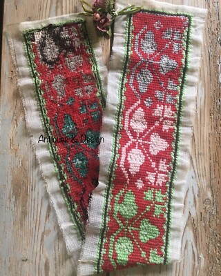 1920 Runner Nastro Fiocco Cotone Ricamo Tradizionale Punto Croce Alto Adige 