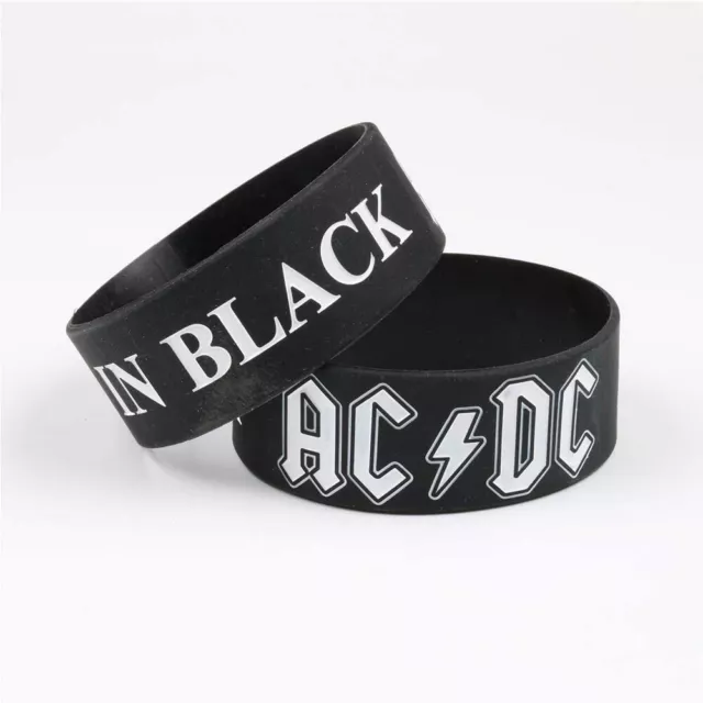 Offiziell - AC/DC zurück in schwarz - schwarzes Gummiarmband