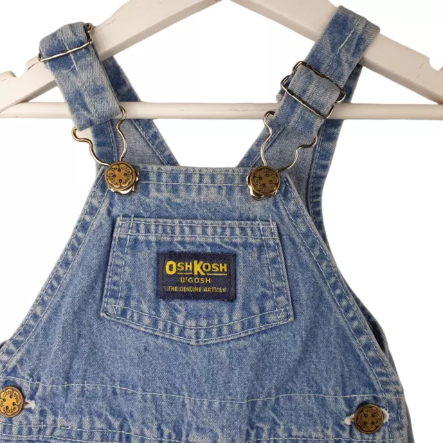 Vtg OshKosh B'Gosh Vestbak Denim Overalls 90's USA Baby Boy Girl 6-9 Mth Cotton 3