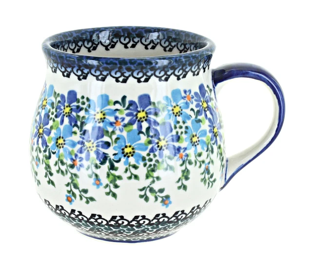 Blue Rose Polish Pottery Blue Aster Large Bubble Mug