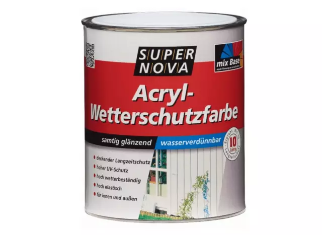 Super Nova Acryl Wetterschutzfarbe Holzfarbe 2,5L Holz Farbe Deckfarbe Farbwahl