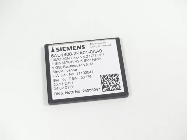 Siemens 6AU1400-2PA01-0AA0 Simotion D4xx V4.2 SP1 HF1 + Sinamics V2.6 SP2 HF13