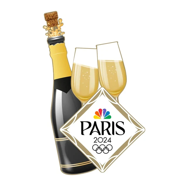 PARIS 2024 NBC Summer Olympics Champagne Media Logo Pin / New ! 18.