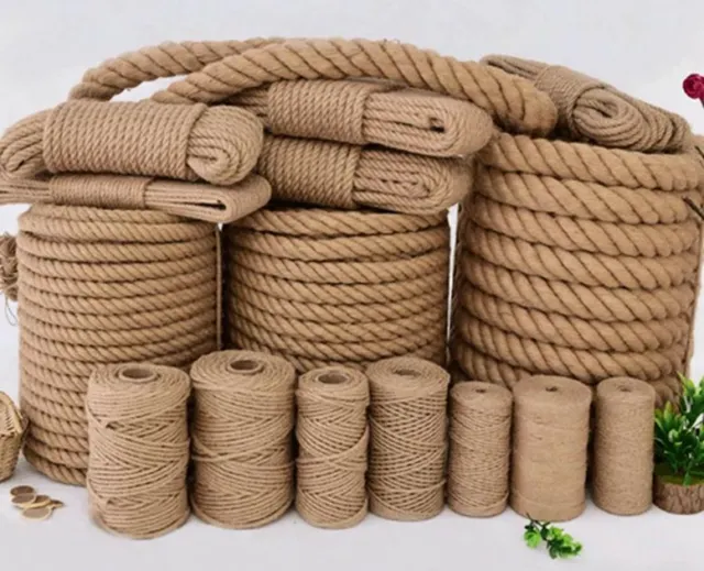 100% Natural Jute Hessian Rope Cord Braided Twisted Boating Sash Garden Decking