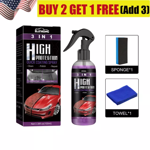 100ml 3-in-1 High Protection Quick Car Coat Ceramic Coating Spray  Hydrophobic US