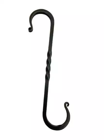 8½" TWISTED WROUGHT IRON S HOOKS - Amish Hand Forged with Scrolls