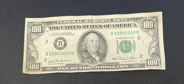 Vintage 1981 100 dollar bill RARE MISPRINT H100 B MISALIGNED