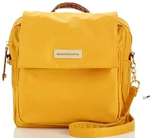 Samantha Brown Lightweight Crossbody Bag Croco Trim ~ Pineapple Yellow 3