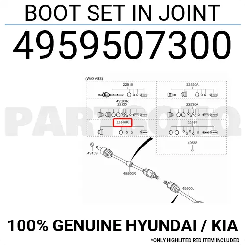 4959507300 Genuine Hyundai / KIA BOOT SET IN JOINT