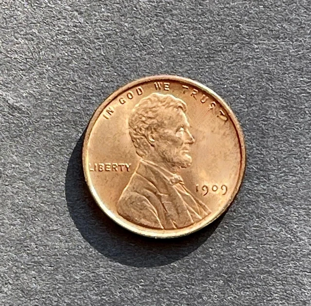1909 Lincoln Wheat VDB Small Cent, RB, GEM BU Virtually Full Red