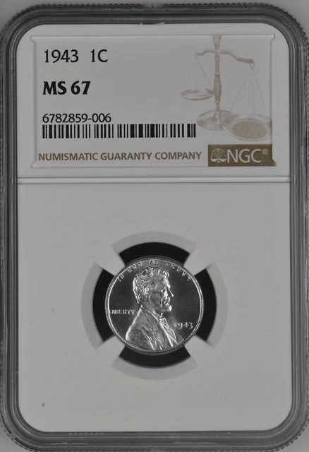 1943 1C  Lincoln Wheat One Cent NGC MS67   6782859-006