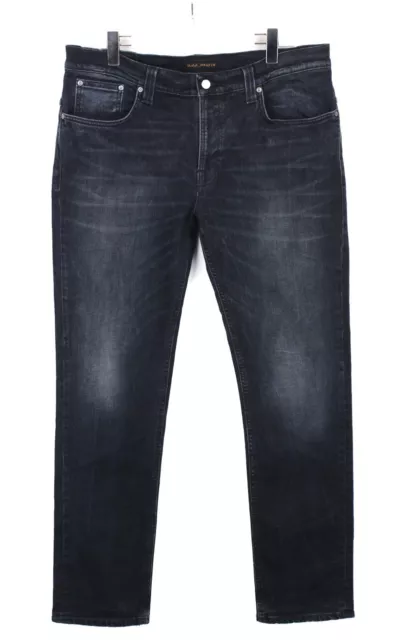 Nudie Thin Finn Mortal Indigo Jeans Uomo W38/L34 Baffi Affusolato Fit Scuro Zip