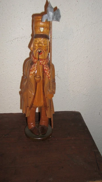 alter geschnitzter  Räuchermann Nachtwächter  Erzgebirge  1950/60