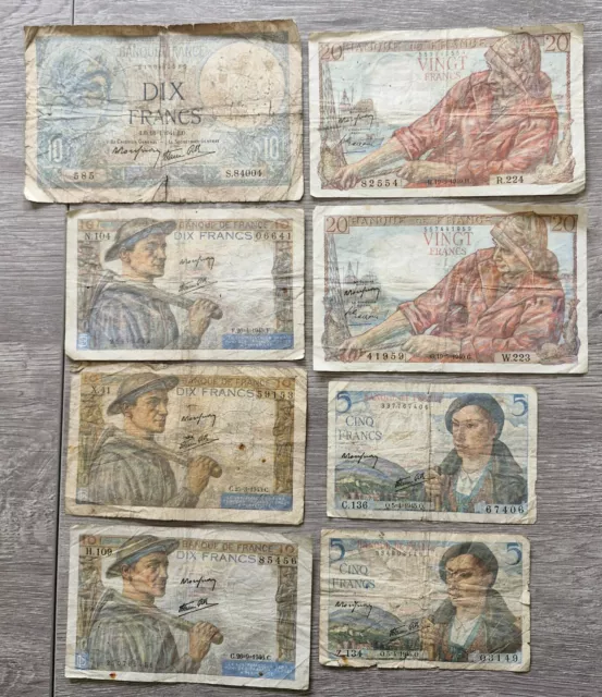 lot de 8 billets français petit état