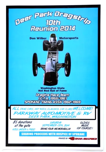2014 Deer Park Dragstrip 10th Reunion Drag Racing Washington Laminated Poster