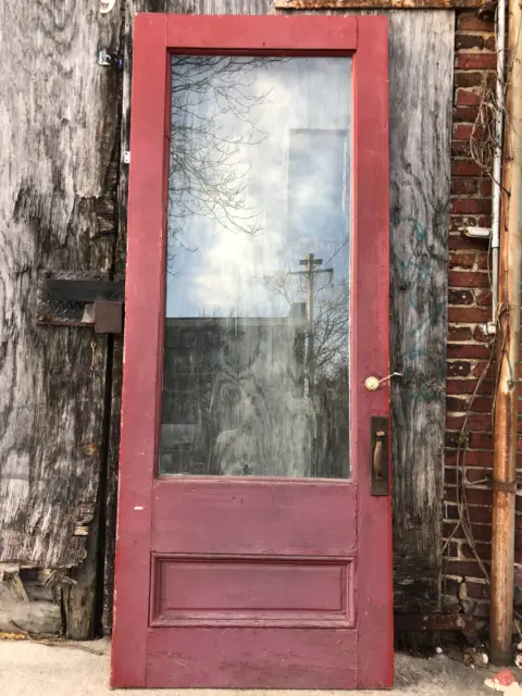 36x89" Antique Storefront Door with Original Eastlake Hardware, 2 1/8" thick 3