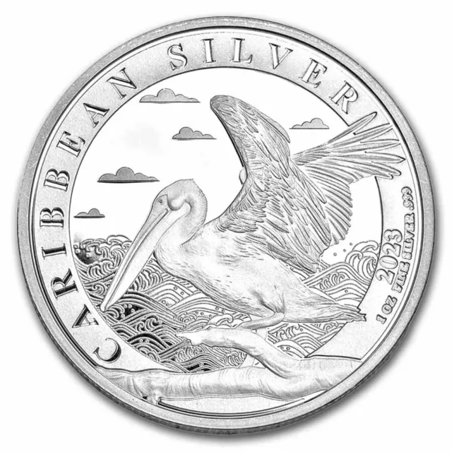 Caribbean Pelican Pelikan  2023 Barbados 1 oz 999 Silber 1 Dollar  ST / BU