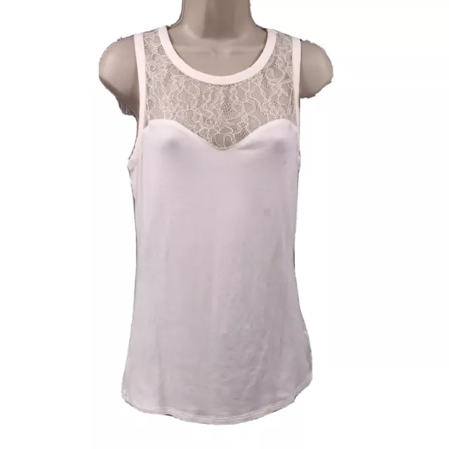 Express Women’s Tank Top Size Small Cream Ivory Lace Inset Trim Sleeveless