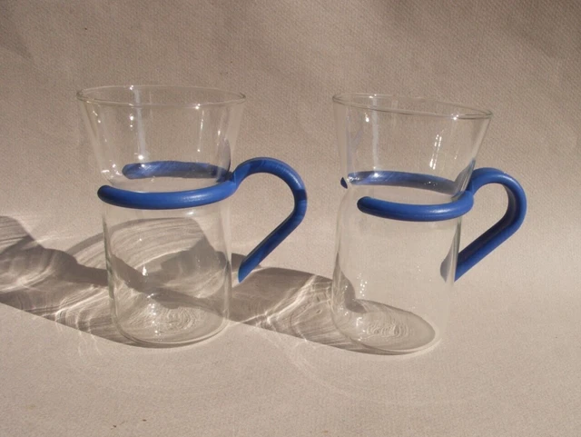 Tasse Vintage Star Trek En Verre Avec Poignée Plastique Bleue, Marque Bodum Picard