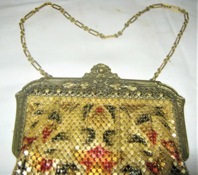 Antique Art Deco Mandalian Woman Lady Bust Flapper Purse Flower Usa Hand Bag A++ 3