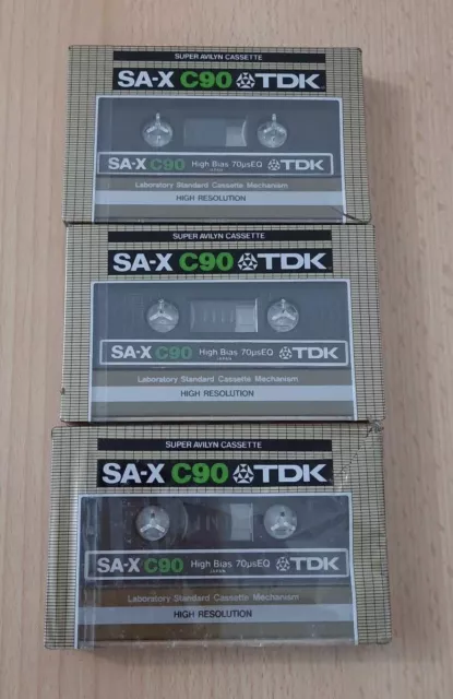 3 X TDK SA-X  C90  Cassette Tapes 90 Minutes High Bias Type II  Vintage Japan