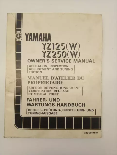 Owner's Service Manual Yamaha Yz125 250 3Jd-28199-89 1988