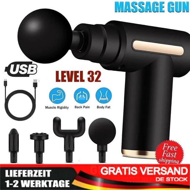 ELEKTRISCHES MASSAGEPISTOLE PERCUSSION MUSCLE MASAGE MIt 4KÖPFE-MASAGEKÖPFE DE