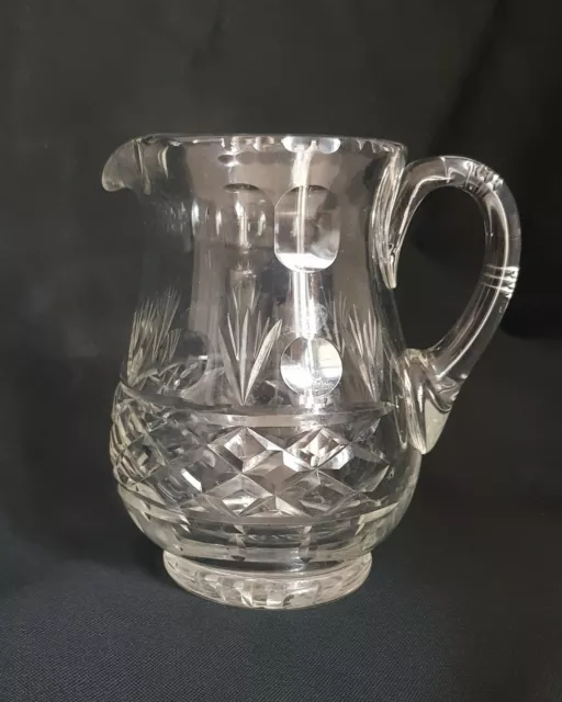 Antique Victorian Decorative Glass Water Jug 1800s Lens Cut