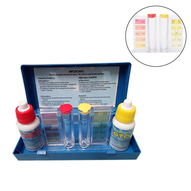 Kit Test Eau Piscine Ghzste - Mesure PH Et Chlore, Boîte Portable, Facile à Utiliser