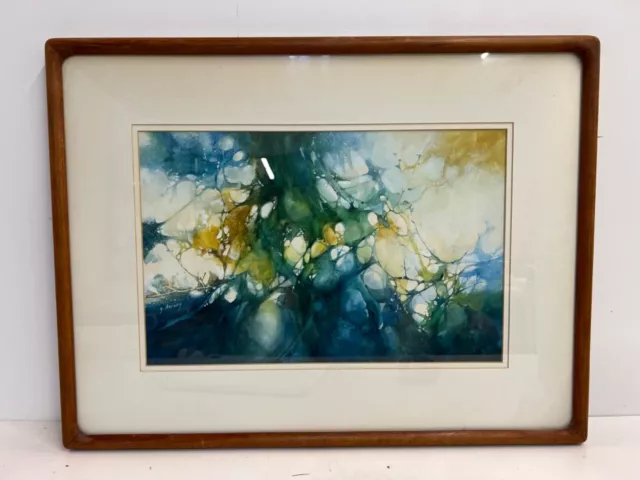 Vintage Abstract Misto Media Su Carta con Cornice Art Firmato Ginny Herzog