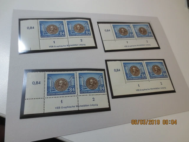 DDR 1953 MiNr 353 XI DV Druckvermerke ** postfrisch alle 4 Zähnungsvarianten