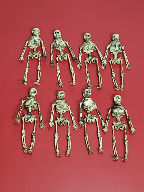 LOT of 8 Vintage Halloween 6” Skeleton Hanger Decoration Spooky Dead  Plastic