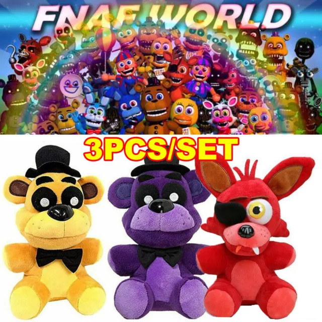 2PCS FNAF Five Nights at Freddy's PURPLE Shadow + GOLD Bear Plush