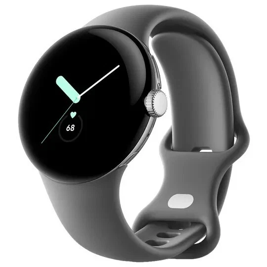 Google Pixel Watch 41mm Polished Silver Stainless Steel Case with Charcoal Boxed