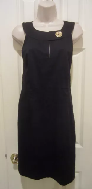 Michael Michael Kors Womens Sleeveless Sheath Dress Black Cotton Blend Size 12