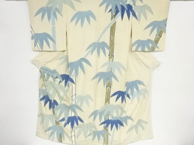 82828# Japanese Kimono / Antique Kimono / Embroidery / Bamboo Grass