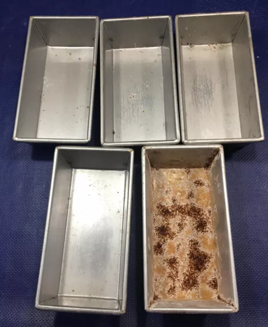 LOT of 5 Commercial Steel 9.5 x 5 x 2.75'' Bread Loaf Pans baking planter LOT of 5 Commercial Steel 9.5 x 5 x 2.75'' Bread Loaf Pans baking planter