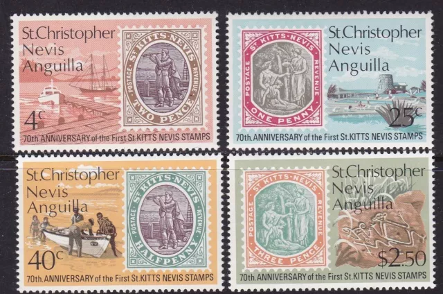 ST. KITTS-NEVIS #270-273 MNH 70th ANNIV. 1st ST. KITTS-NEVIS STAMPS