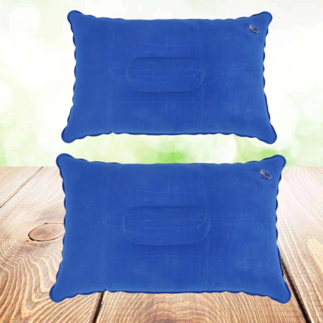 2pcs PVC Flocking Inflatable Pillows Ultralight Neck Pillows Portable Inflation